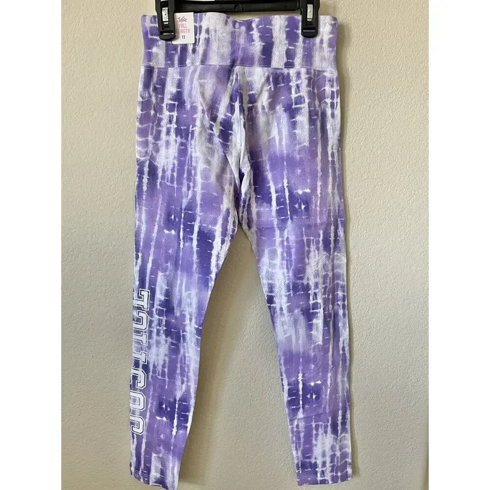Lot Of 2 Justice Tie Dye Sparkle Logo High Waist Full Length Leggings Size 12